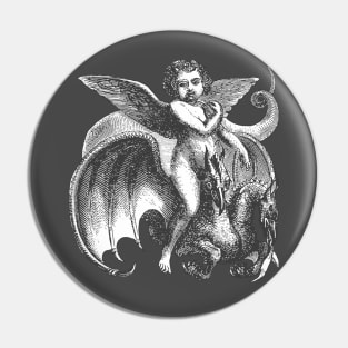 Demonic Winged Boy Riding A Two Headed Dragon Cut Out Pin