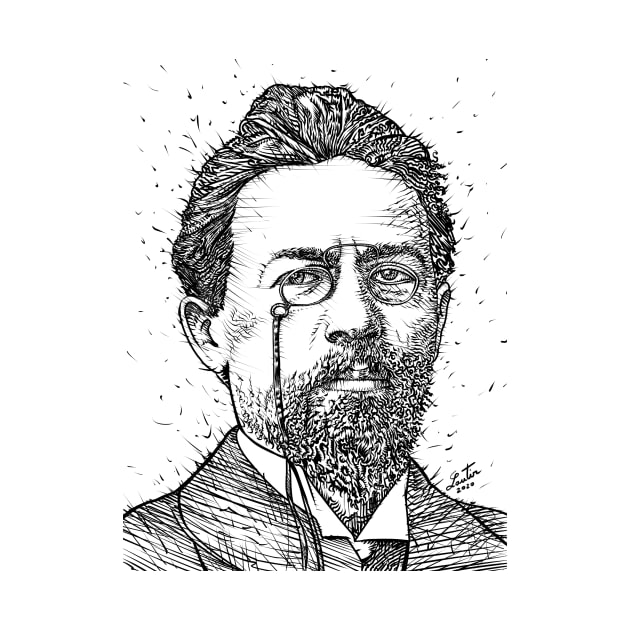 ANTON CHEKHOV ink portrait by lautir