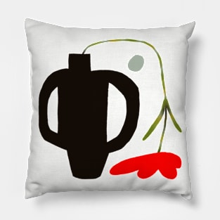 Poppy in black vase 2 Pillow