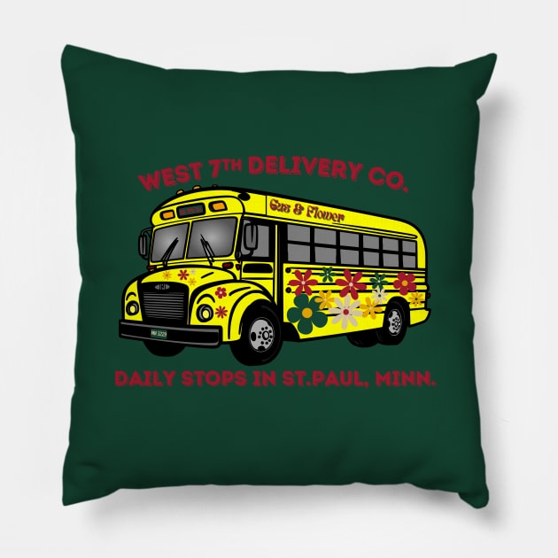 Minnesota Wild West 7th Delivery Co. Gus Bus. and Flower 2 Pillow by SiebergGiftsLLC