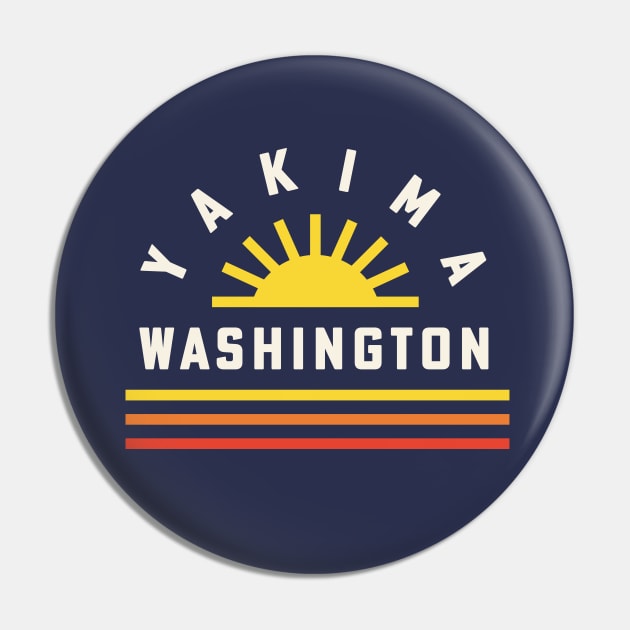 Yakima Washington Retro Vintage Stripes Sunset Pin by PodDesignShop