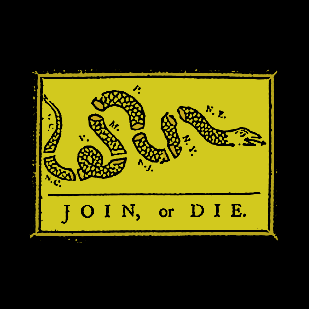 Join or Die Gadsden Flag Ben Franklin by LedgeableDesigns