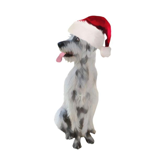 Funny Irish wolfhound In Santa Hat by NikkiBear67