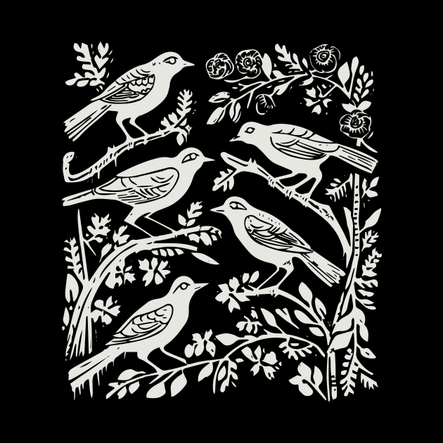 Lino Cut Bird by n23tees