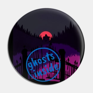 Ghosts Insinde Haunted House Halloween Design Pin