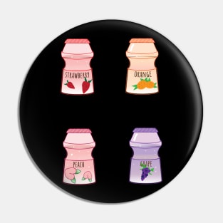 Cute strawberry orange peach grape yoghurt drinks Pin