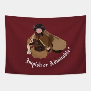 Dwight Schrute Impish or Admirable Belsnickel Art – The Office (white text) Tapestry