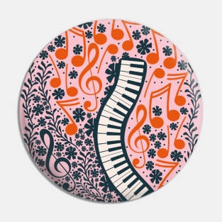 Piano Keyboard and Music Notes Pin