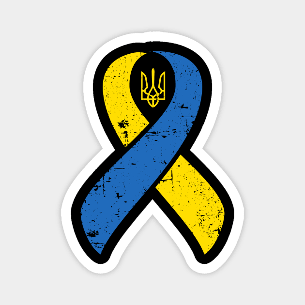 Ukraine Ribbon Ukrainian Pride Love and Unity Distressed Design Magnet by hobrath