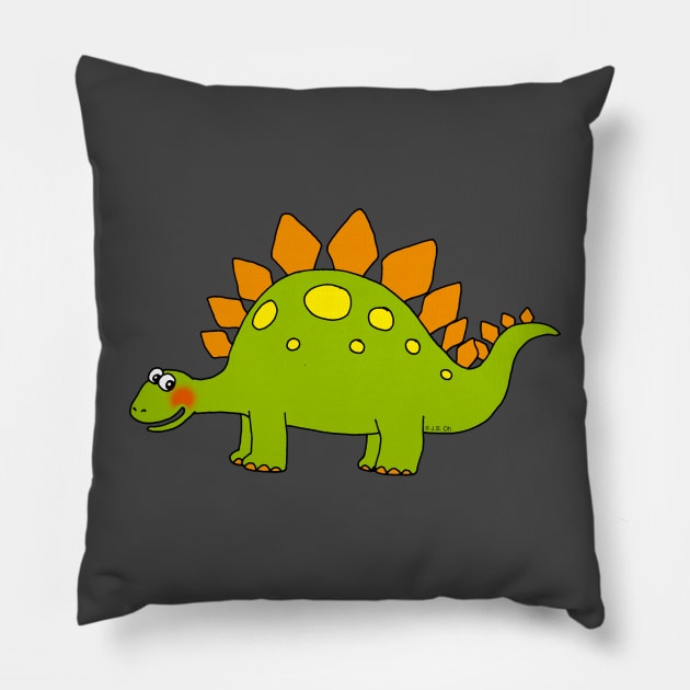 funny stegosaurus dinosaur Pillow by cartoonygifts