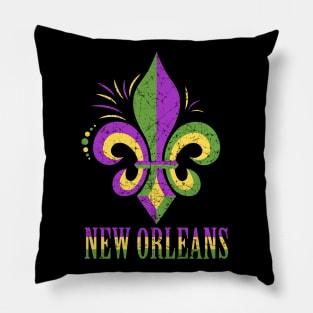 Distressed New Orleans Fleur De Lis long Pillow