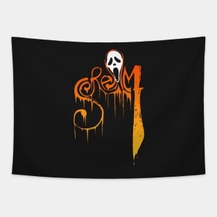 scream VI  (Scream 6) scary horror movie graphic design by ironpalette Tapestry