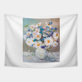 Daisies and Buttercups in a White Vase Tapestry