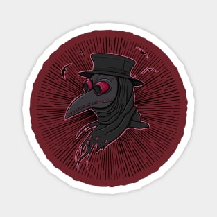 Pink Creepy Plague Doctor Steampunk Style Illustration Magnet