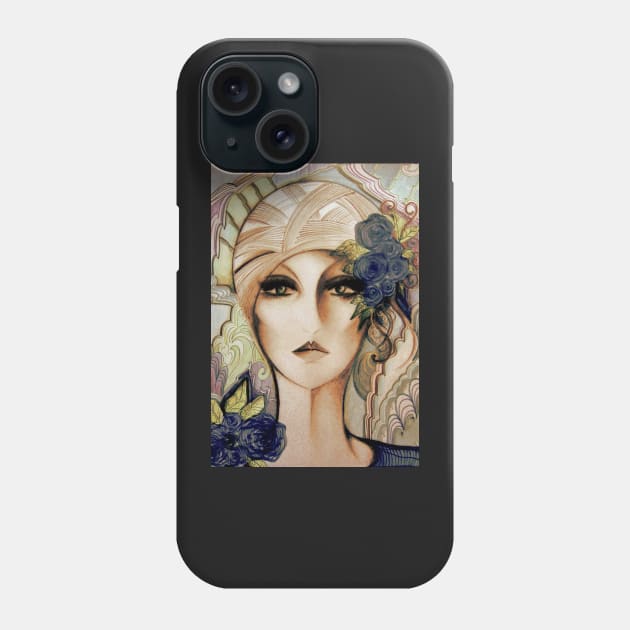 70S ART DECO DOLLY IN TURBAN , MUTED SHADES FLOWERS Phone Case by jacquline8689