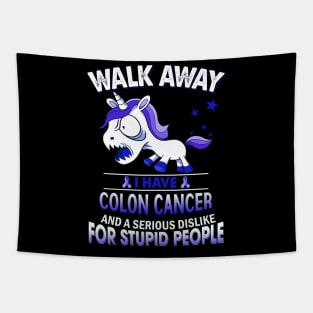 funny colon cancer grumpy unicorn warrior Tapestry