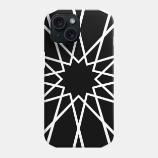 White Islamic Geometric Pattern Stars on Black Background Phone Case