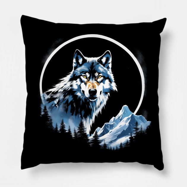 Wolf Art Nature Lover Fantasy Pillow by Ravenglow