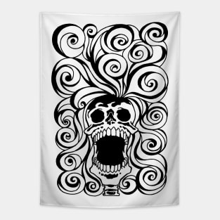 Screeching skull With Bad Hair Day Tapestry