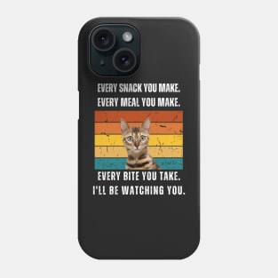 Every snack you make. Bengal cat retro design Phone Case