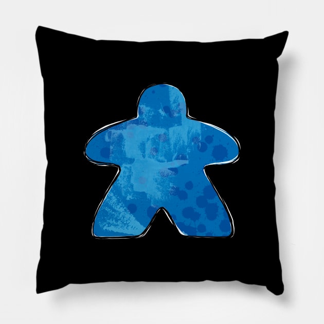 Blue Board Game Meeple Pillow by polliadesign