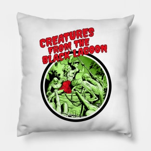 Creatures From The Black Lagoon Vintage Retro Horror Halloween Scary Pillow