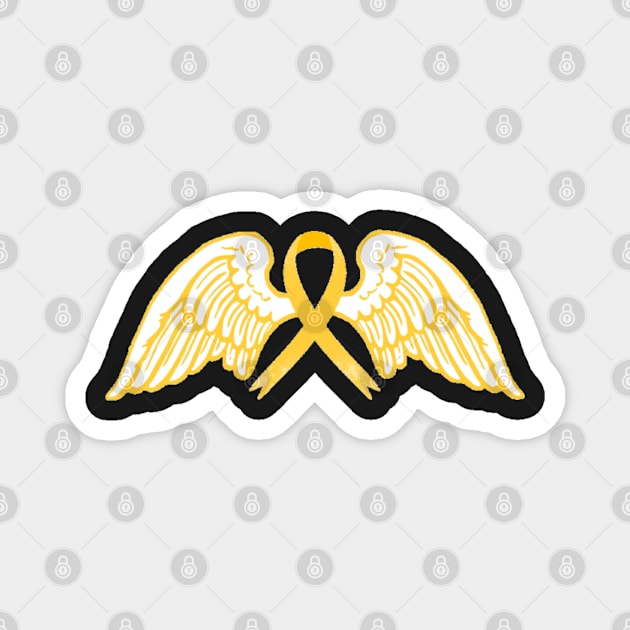 Yellow Awareness Ribbon with Angel Wings 2 Magnet by CaitlynConnor