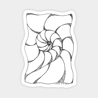 Ink drawing - Shell Swirl Magnet