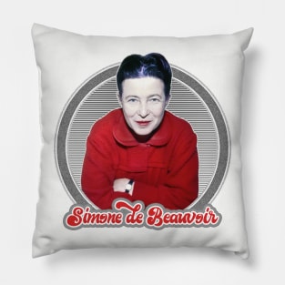 Simone de Beauvoir / Retro Fan Design Pillow