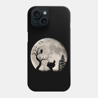 Romantic turkey with bat and owl in the moonlight full moon Phone Case