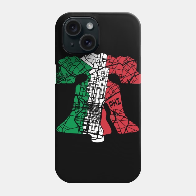 Vintage Italian Flag Liberty Bell Philly Fan Philadelphia Map Original Phone Case by TeeCreations