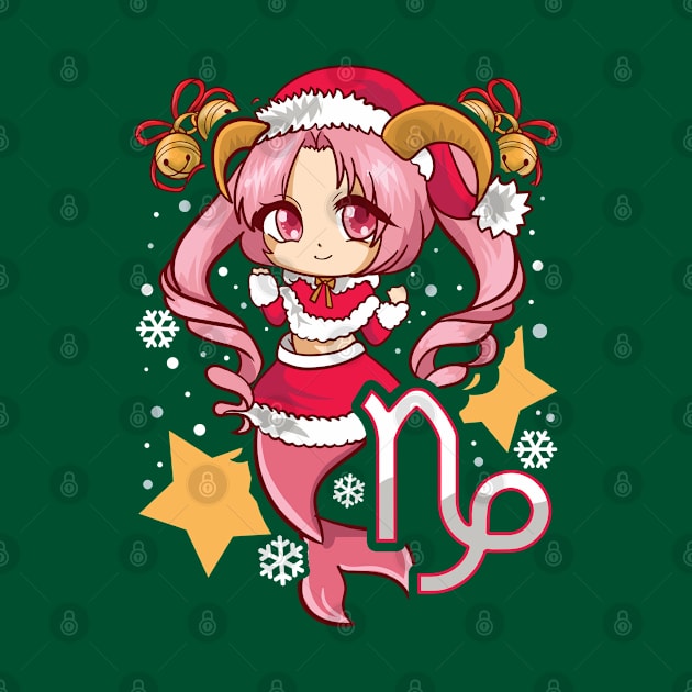 Chib Zodiac Capricorn Santa Claus Girl Manga Kawaii by E