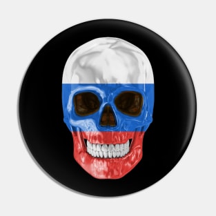 Russia Flag Skull - Gift for Russian With Roots From Russia Pin