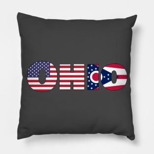 Ohio State flag/ American flag logo Pillow