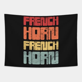 Vintage 70s FRENCH HORN Text Tapestry