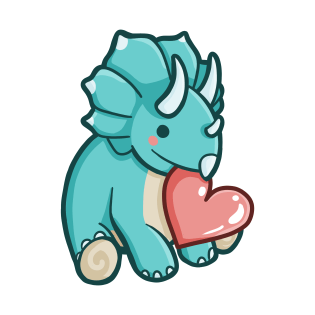 Cute Triceratops with heart, Dino, Dinosaur by hugadino