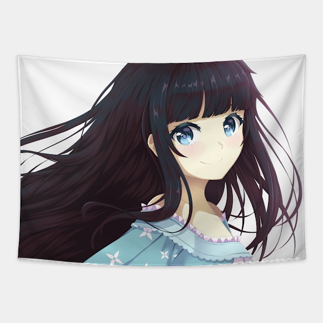 Black haired girl Tapestry by Kheila Hirai