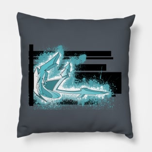 Graffiti City Blue Pillow