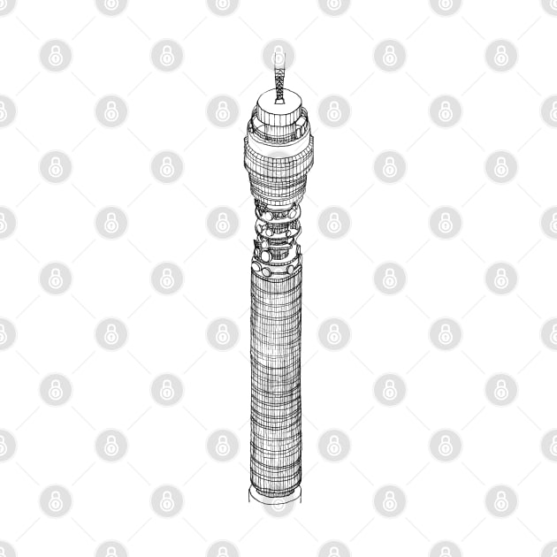 BT Tower - Hand Drawn Print by bertmango