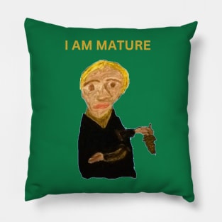 weird funny mature person oil painting Pillow