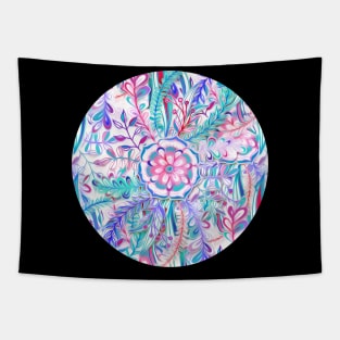 Boho Flower Burst in Pink and Teal Tapestry