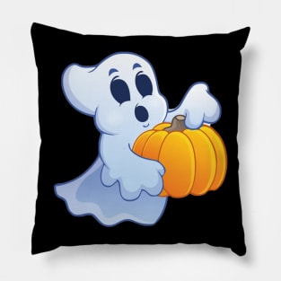 Cute ghost with pumpkin Pillow