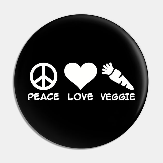 Peace love veggie Pin by Designzz