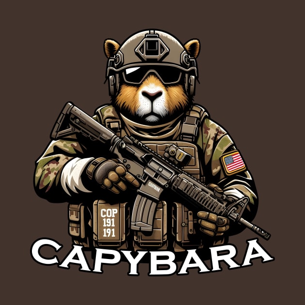 tactical capybara by Rawlifegraphic