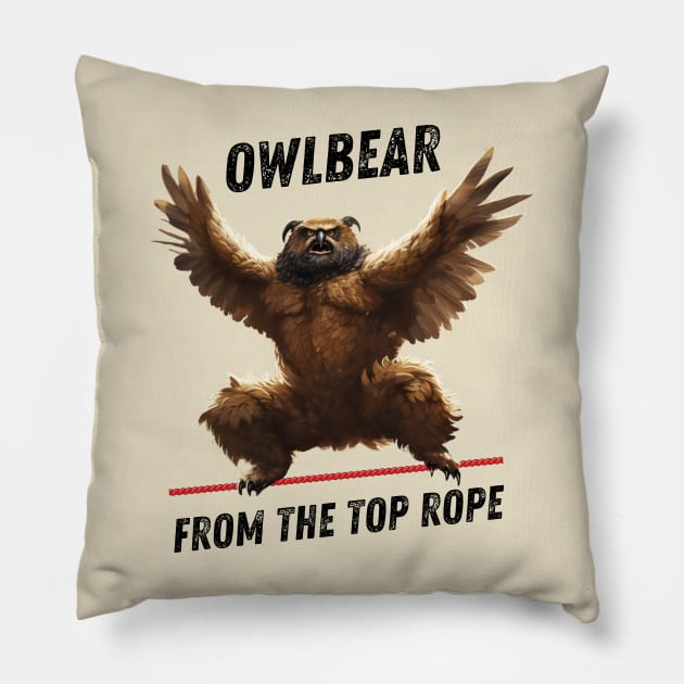Owlbear from the top rope Pillow by MeowtakuShop