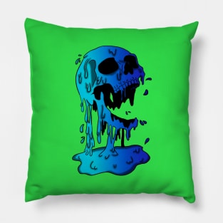 Blue Melting Skull Pillow