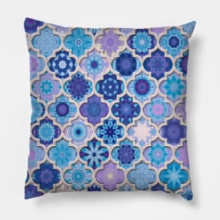 Moroccan Tile Pattern Blue Pillow