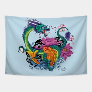 Water Dragon & Koi Tapestry