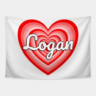 I Love Logan Heart Logan Name Funny Logan Tapestry