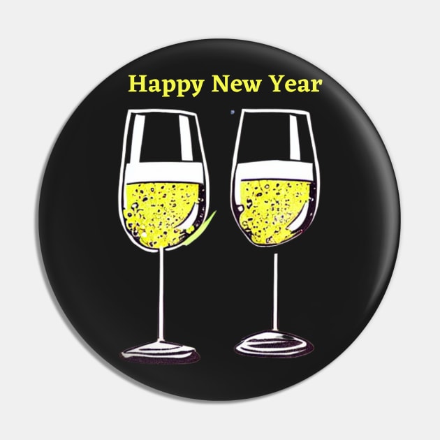 Happy New Year Pin by FineArtworld7